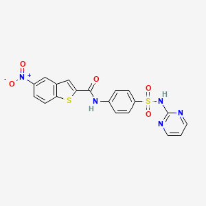 molecular formula C19H13N5O5S2 B11652616 5-nitro-N-[4-(pyrimidin-2-ylsulfamoyl)phenyl]-1-benzothiophene-2-carboxamide 