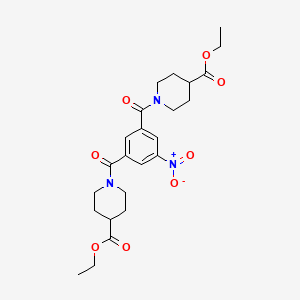 molecular formula C24H31N3O8 B11652767 Ethyl 1-{3-[4-(ethoxycarbonyl)piperidine-1-carbonyl]-5-nitrobenzoyl}piperidine-4-carboxylate 