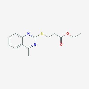molecular formula C14H16N2O2S B11652852 Ethyl 3-[(4-methylquinazolin-2-yl)sulfanyl]propanoate 