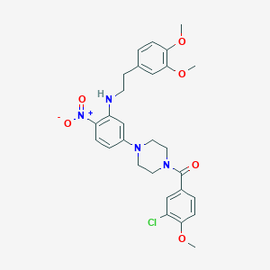 molecular formula C28H31ClN4O6 B11652915 (3-Chloro-4-methoxyphenyl)[4-(3-{[2-(3,4-dimethoxyphenyl)ethyl]amino}-4-nitrophenyl)piperazin-1-yl]methanone 