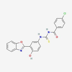 molecular formula C21H14ClN3O3S B11652973 N-{[3-(1,3-benzoxazol-2-yl)-4-hydroxyphenyl]carbamothioyl}-4-chlorobenzamide 