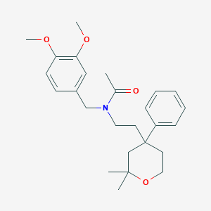 molecular formula C26H35NO4 B11652982 N-[(3,4-dimethoxyphenyl)methyl]-N-[2-(2,2-dimethyl-4-phenyloxan-4-yl)ethyl]acetamide 