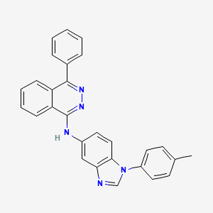 molecular formula C28H21N5 B11653015 1-(4-methylphenyl)-N-[(1E)-4-phenylphthalazin-1(2H)-ylidene]-1H-benzimidazol-5-amine 