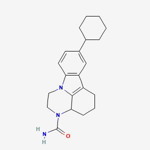 molecular formula C21H27N3O B11653141 8-cyclohexyl-1,2,3a,4,5,6-hexahydro-3H-pyrazino[3,2,1-jk]carbazole-3-carboxamide 