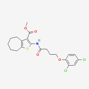 molecular formula C21H23Cl2NO4S B11653165 methyl 2-{[4-(2,4-dichlorophenoxy)butanoyl]amino}-5,6,7,8-tetrahydro-4H-cyclohepta[b]thiophene-3-carboxylate 