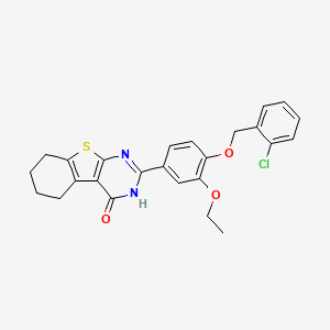 molecular formula C25H23ClN2O3S B11653376 2-{4-[(2-chlorobenzyl)oxy]-3-ethoxyphenyl}-5,6,7,8-tetrahydro[1]benzothieno[2,3-d]pyrimidin-4(3H)-one 