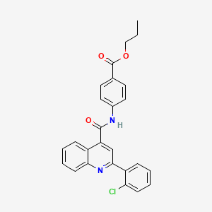 molecular formula C26H21ClN2O3 B11653394 Propyl 4-({[2-(2-chlorophenyl)quinolin-4-yl]carbonyl}amino)benzoate 