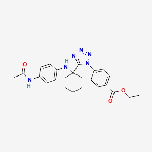molecular formula C24H28N6O3 B11653497 ethyl 4-[5-(1-{[4-(acetylamino)phenyl]amino}cyclohexyl)-1H-tetrazol-1-yl]benzoate 