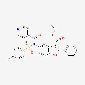 molecular formula C30H24N2O6S B11653978 Ethyl 5-{[(4-methylphenyl)sulfonyl](pyridin-4-ylcarbonyl)amino}-2-phenyl-1-benzofuran-3-carboxylate 