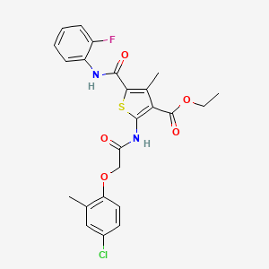 molecular formula C24H22ClFN2O5S B11654094 Ethyl 2-{[(4-chloro-2-methylphenoxy)acetyl]amino}-5-[(2-fluorophenyl)carbamoyl]-4-methylthiophene-3-carboxylate 