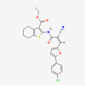 molecular formula C25H21ClN2O4S B11654223 ethyl 2-({(2Z)-3-[5-(4-chlorophenyl)furan-2-yl]-2-cyanoprop-2-enoyl}amino)-4,5,6,7-tetrahydro-1-benzothiophene-3-carboxylate 