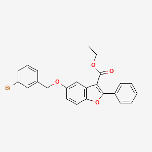 molecular formula C24H19BrO4 B11654264 Ethyl 5-[(3-bromophenyl)methoxy]-2-phenyl-1-benzofuran-3-carboxylate 