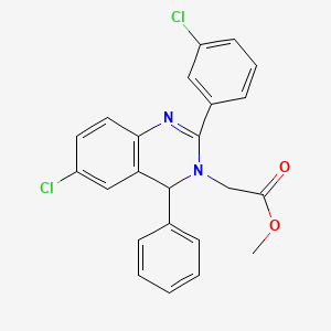 molecular formula C23H18Cl2N2O2 B11654321 methyl 2-[6-chloro-2-(3-chlorophenyl)-4-phenyl-4H-quinazolin-3-yl]acetate 