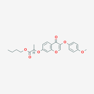 molecular formula C23H24O7 B11654356 butyl 2-{[3-(4-methoxyphenoxy)-4-oxo-4H-chromen-7-yl]oxy}propanoate 