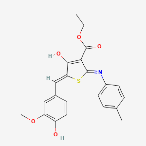 molecular formula C22H21NO5S B11654466 ethyl (5Z)-5-(4-hydroxy-3-methoxybenzylidene)-2-[(4-methylphenyl)amino]-4-oxo-4,5-dihydrothiophene-3-carboxylate 