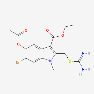 molecular formula C16H18BrN3O4S B11654486 ethyl 5-(acetyloxy)-6-bromo-2-[(carbamimidoylsulfanyl)methyl]-1-methyl-1H-indole-3-carboxylate 
