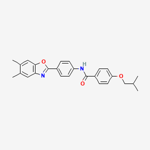 molecular formula C26H26N2O3 B11654630 N-[4-(5,6-dimethyl-1,3-benzoxazol-2-yl)phenyl]-4-(2-methylpropoxy)benzamide 