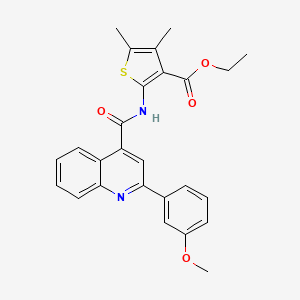 molecular formula C26H24N2O4S B11654694 Ethyl 2-({[2-(3-methoxyphenyl)quinolin-4-yl]carbonyl}amino)-4,5-dimethylthiophene-3-carboxylate 