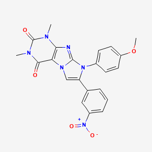 molecular formula C22H18N6O5 B11654702 8-(4-methoxyphenyl)-1,3-dimethyl-7-(3-nitrophenyl)-1H-imidazo[2,1-f]purine-2,4(3H,8H)-dione 