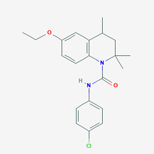 molecular formula C21H25ClN2O2 B11654839 N-(4-chlorophenyl)-6-ethoxy-2,2,4-trimethyl-3,4-dihydroquinoline-1(2H)-carboxamide 