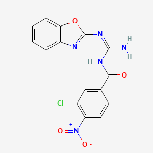 molecular formula C15H10ClN5O4 B11654853 N-[(E)-amino(1,3-benzoxazol-2-ylamino)methylidene]-3-chloro-4-nitrobenzamide 