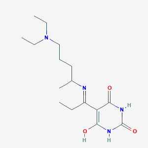 molecular formula C16H28N4O3 B11654871 5-(1-{[5-(diethylamino)pentan-2-yl]amino}propylidene)pyrimidine-2,4,6(1H,3H,5H)-trione 