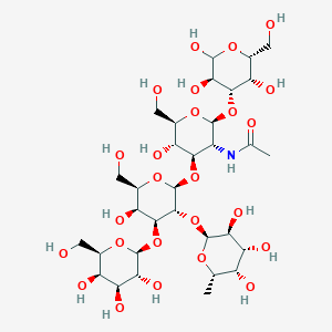 molecular formula C34H58N2O25 B1165500 alpha-L-Fucp-(1->2)-[beta-D-Galp-(1->3)]-beta-D-Galp-(1->3)-beta-D-GlcpNAc-(1->3)-D-Galp 