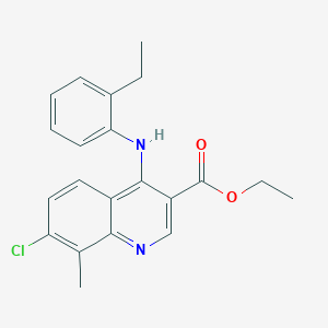 molecular formula C21H21ClN2O2 B11655162 Ethyl 7-chloro-4-[(2-ethylphenyl)amino]-8-methylquinoline-3-carboxylate 