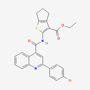 molecular formula C26H21BrN2O3S B11655194 ethyl 2-({[2-(4-bromophenyl)quinolin-4-yl]carbonyl}amino)-5,6-dihydro-4H-cyclopenta[b]thiophene-3-carboxylate 