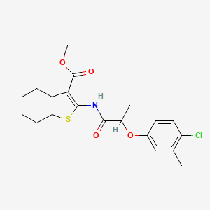 molecular formula C20H22ClNO4S B11655336 Methyl 2-{[2-(4-chloro-3-methylphenoxy)propanoyl]amino}-4,5,6,7-tetrahydro-1-benzothiophene-3-carboxylate 