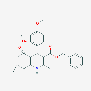 molecular formula C28H31NO5 B11655368 Benzyl 4-(2,4-dimethoxyphenyl)-2,7,7-trimethyl-5-oxo-1,4,5,6,7,8-hexahydroquinoline-3-carboxylate 