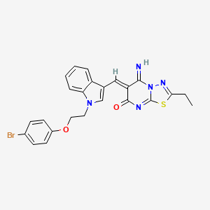 molecular formula C24H20BrN5O2S B11655398 (6Z)-6-({1-[2-(4-bromophenoxy)ethyl]-1H-indol-3-yl}methylidene)-2-ethyl-5-imino-5,6-dihydro-7H-[1,3,4]thiadiazolo[3,2-a]pyrimidin-7-one 