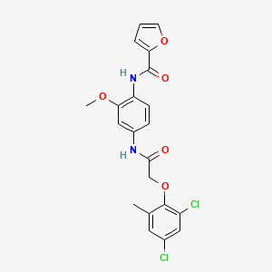 molecular formula C21H18Cl2N2O5 B11655458 N-(4-{[(2,4-dichloro-6-methylphenoxy)acetyl]amino}-2-methoxyphenyl)furan-2-carboxamide 