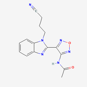 molecular formula C15H14N6O2 B11655547 N-{4-[1-(3-cyanopropyl)-1H-benzimidazol-2-yl]-1,2,5-oxadiazol-3-yl}acetamide 