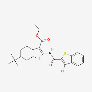 molecular formula C24H26ClNO3S2 B11655619 Ethyl 6-tert-butyl-2-{[(3-chloro-1-benzothiophen-2-yl)carbonyl]amino}-4,5,6,7-tetrahydro-1-benzothiophene-3-carboxylate 