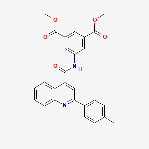 molecular formula C28H24N2O5 B11655692 Dimethyl 5-({[2-(4-ethylphenyl)quinolin-4-yl]carbonyl}amino)benzene-1,3-dicarboxylate 