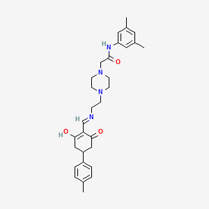 molecular formula C30H38N4O3 B11655697 N-(3,5-dimethylphenyl)-2-{4-[2-({[4-(4-methylphenyl)-2,6-dioxocyclohexylidene]methyl}amino)ethyl]-1-piperazinyl}acetamide 