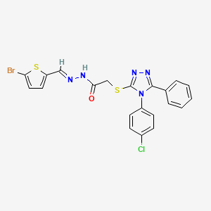 molecular formula C21H15BrClN5OS2 B11655780 N'-[(E)-(5-bromothiophen-2-yl)methylidene]-2-{[4-(4-chlorophenyl)-5-phenyl-4H-1,2,4-triazol-3-yl]sulfanyl}acetohydrazide 
