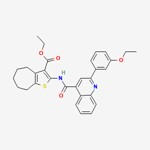 molecular formula C30H30N2O4S B11655782 ethyl 2-({[2-(3-ethoxyphenyl)quinolin-4-yl]carbonyl}amino)-5,6,7,8-tetrahydro-4H-cyclohepta[b]thiophene-3-carboxylate 