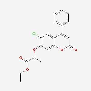 molecular formula C20H17ClO5 B11655869 ethyl 2-[(6-chloro-2-oxo-4-phenyl-2H-chromen-7-yl)oxy]propanoate 