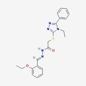 molecular formula C21H23N5O2S B11655918 N'-[(E)-(2-ethoxyphenyl)methylidene]-2-[(4-ethyl-5-phenyl-4H-1,2,4-triazol-3-yl)sulfanyl]acetohydrazide CAS No. 361165-17-5