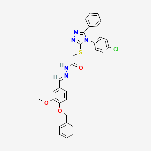 molecular formula C31H26ClN5O3S B11655922 N'-{(E)-[4-(benzyloxy)-3-methoxyphenyl]methylidene}-2-{[4-(4-chlorophenyl)-5-phenyl-4H-1,2,4-triazol-3-yl]sulfanyl}acetohydrazide 