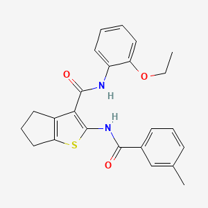 molecular formula C24H24N2O3S B11655982 N-(2-ethoxyphenyl)-2-{[(3-methylphenyl)carbonyl]amino}-5,6-dihydro-4H-cyclopenta[b]thiophene-3-carboxamide 