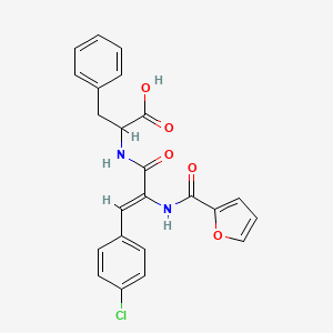 molecular formula C23H19ClN2O5 B11656052 N-{(2Z)-3-(4-chlorophenyl)-2-[(furan-2-ylcarbonyl)amino]prop-2-enoyl}phenylalanine 