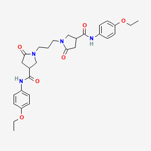 molecular formula C29H36N4O6 B11656068 N-(4-Ethoxyphenyl)-1-(3-{4-[(4-ethoxyphenyl)carbamoyl]-2-oxopyrrolidin-1-YL}propyl)-5-oxopyrrolidine-3-carboxamide 