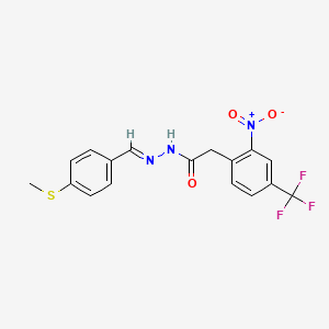 molecular formula C17H14F3N3O3S B11656076 N'-[(E)-[4-(Methylsulfanyl)phenyl]methylidene]-2-[2-nitro-4-(trifluoromethyl)phenyl]acetohydrazide 