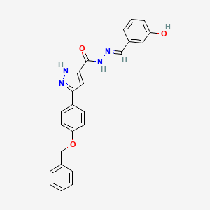 molecular formula C24H20N4O3 B11656107 3-[4-(benzyloxy)phenyl]-N'-[(E)-(3-hydroxyphenyl)methylidene]-1H-pyrazole-5-carbohydrazide 