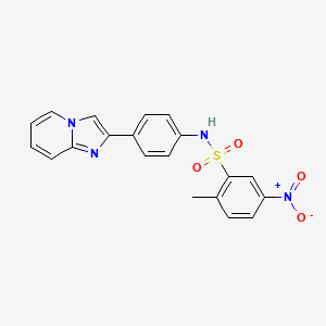 molecular formula C20H16N4O4S B11656111 N-[4-(imidazo[1,2-a]pyridin-2-yl)phenyl]-2-methyl-5-nitrobenzenesulfonamide 