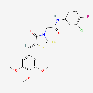 molecular formula C21H18ClFN2O5S2 B11656136 N-(3-chloro-4-fluorophenyl)-2-[(5Z)-4-oxo-2-sulfanylidene-5-[(3,4,5-trimethoxyphenyl)methylidene]-1,3-thiazolidin-3-yl]acetamide 