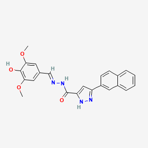 molecular formula C23H20N4O4 B11656211 N'-[(E)-(4-hydroxy-3,5-dimethoxyphenyl)methylidene]-3-(2-naphthyl)-1H-pyrazole-5-carbohydrazide 